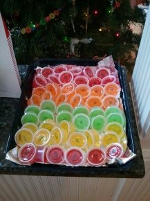 Jell-O shots: Strawberry Margarita, Pineapple, Mango and Fruit Punch